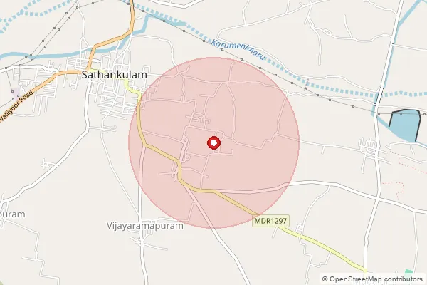 Map showing approximate area covered by Pincode 628203 — Udangudi Christianagaram S.O, Tuticorin