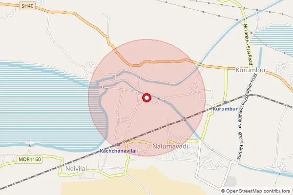 Map showing approximate area covered by Pincode 628207 — Sethukuvaithan B.O, Tuticorin