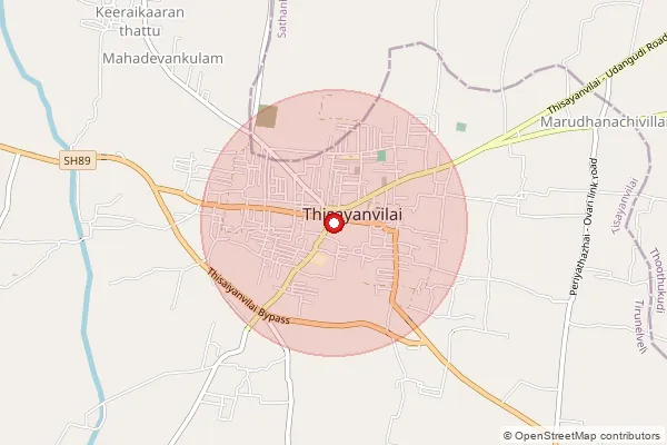 Map showing approximate area covered by Pincode 628211 — Nalumavadi S.O, Tuticorin