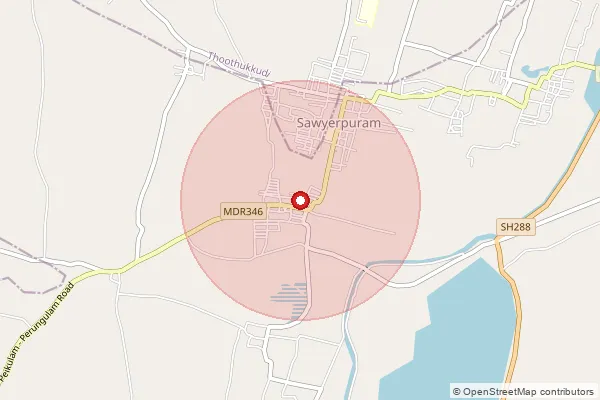 Map showing approximate area covered by Pincode 628251 — Kattalangulam B.O, Tuticorin