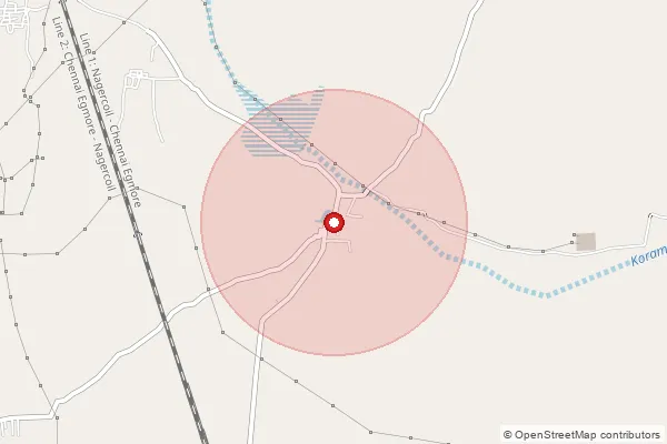 Map showing approximate area covered by Pincode 628302 — Muramban B.O, Tuticorin