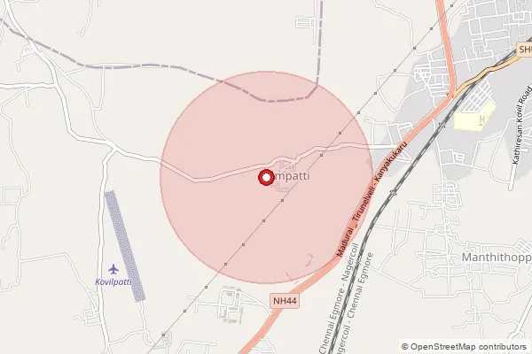 Map showing approximate area covered by Pincode 628502 — Kovilpatti North B.O, Tuticorin