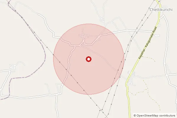 Map showing approximate area covered by Pincode 628552 — Karadikulam B.O, Tuticorin