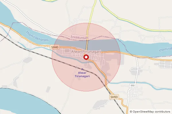 Map showing approximate area covered by Pincode 628612 — Alwarthope West B.O, Tuticorin