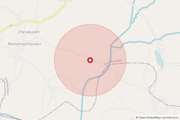 Map showing approximate area covered by Pincode 628613 — Therkankulam B.O, Tuticorin