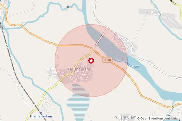 Map showing approximate area covered by Pincode 628615 — Karungulam S.O, Tuticorin