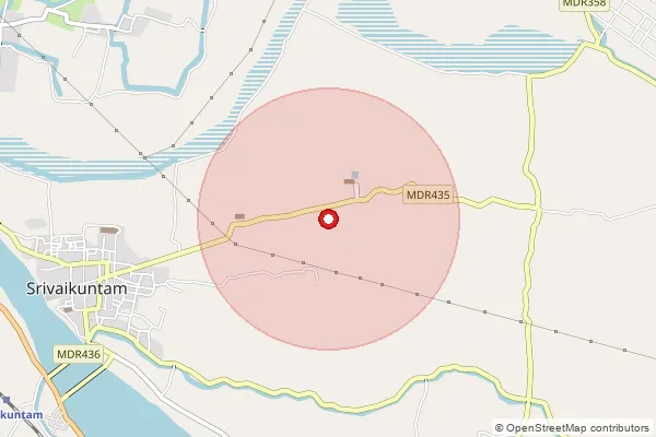 Map showing approximate area covered by Pincode 628621 — Athichanallur B.O, Tuticorin