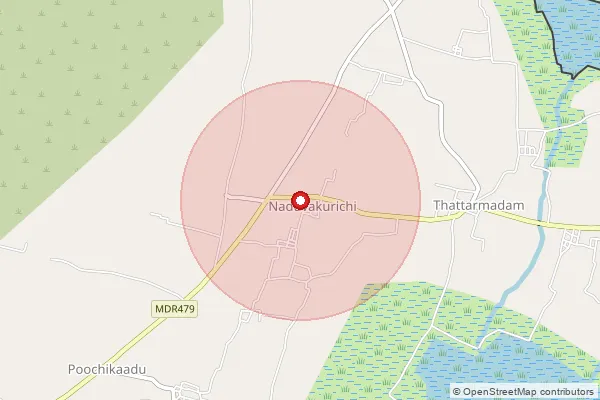 Map showing approximate area covered by Pincode 628653 — Naduvakurichi B.O, Tuticorin