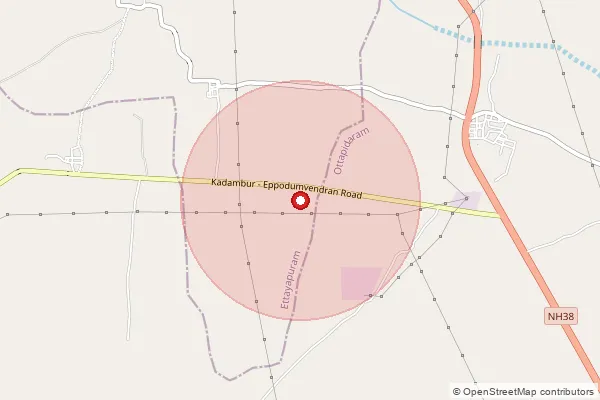 Map showing approximate area covered by Pincode 628712 — Arungulam B.O, Tuticorin