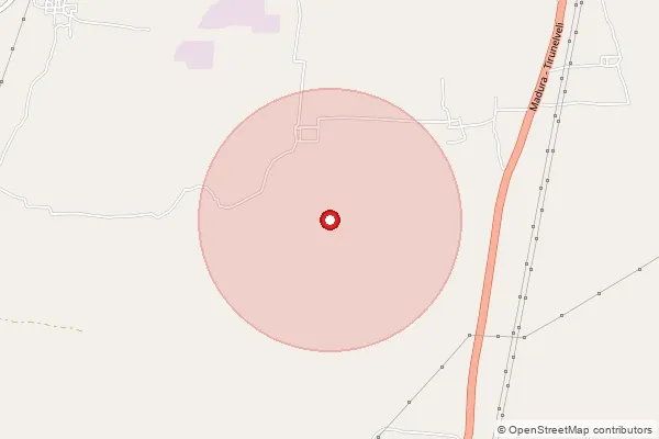 Map showing approximate area covered by Pincode 628716 — Villiseri B.O, Tuticorin