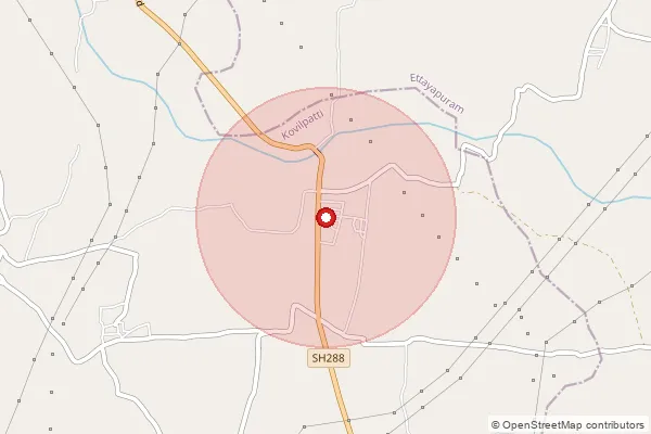 Map showing approximate area covered by Pincode 628720 — Koppampatti B.O, Tuticorin