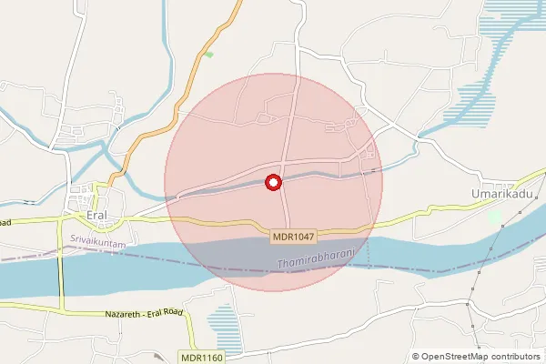 Map showing approximate area covered by Pincode 628801 — Vallavallan B.O, Tuticorin
