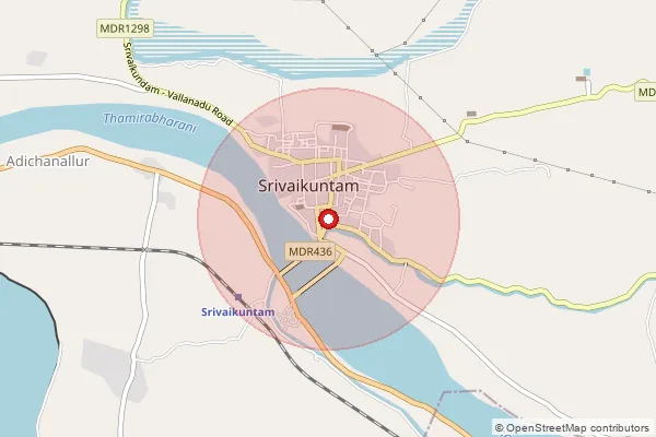 Map showing approximate area covered by Pincode 628802 — Maramangalam B.O, Tuticorin