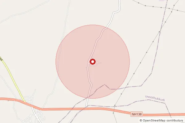 Map showing approximate area covered by Pincode 628851 — Singathakurichi B.O, Tuticorin