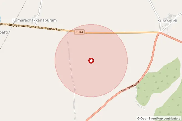 Map showing approximate area covered by Pincode 628901 — Thattaneri B.O, Tuticorin