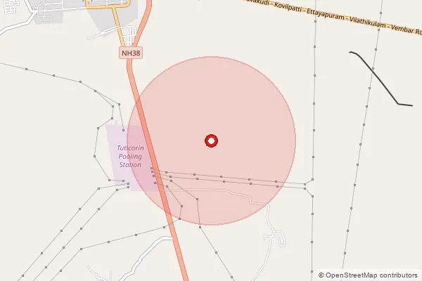 Map showing approximate area covered by Pincode 628902 — Padanthapuli B.O, Tuticorin