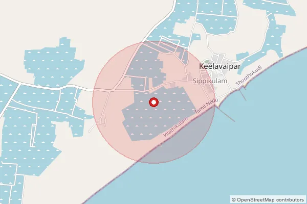 Map showing approximate area covered by Pincode 628903 — Kilavaippar B.O, Tuticorin