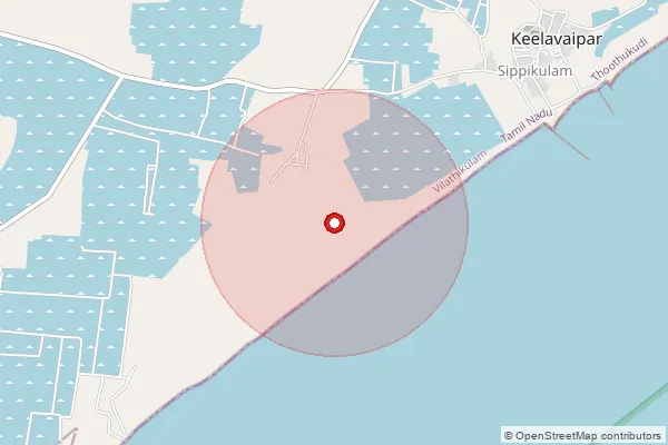 Map showing approximate area covered by Pincode 628906 — Vembar S.O, Tuticorin