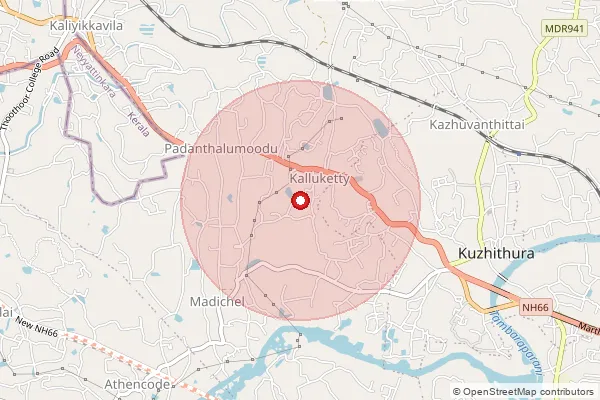 Map showing approximate area covered by Pincode 629163 — Vanniyur B.O, Kanniyakumari