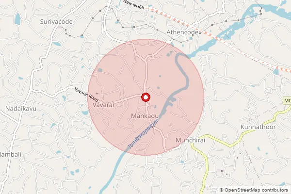 Map showing approximate area covered by Pincode 629172 — S.T.Mankad S.O, Kanniyakumari