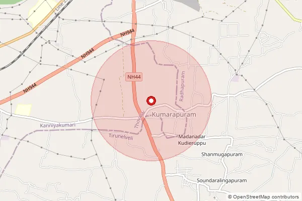 Map showing approximate area covered by Pincode 629301 — Aralvaymoli S.O, Kanniyakumari