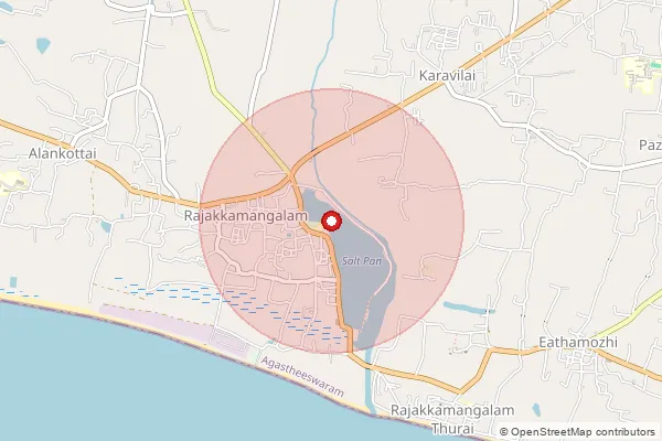 Map showing approximate area covered by Pincode 629502 — Ganapathipuram S.O, Kanniyakumari