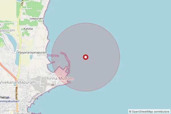 Map showing approximate area covered by Pincode 629702 — Kovalam B.O, Kanniyakumari