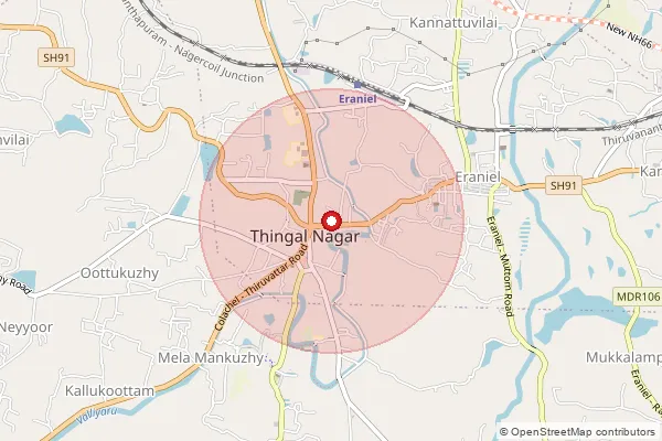 Map showing approximate area covered by Pincode 629802 — Kannattuvilai B.O, Kanniyakumari