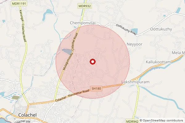 Map showing approximate area covered by Pincode 629803 — Konamkadu B.O, Kanniyakumari