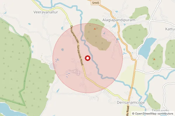 Map showing approximate area covered by Pincode 629851 — Maramalai B.O, Kanniyakumari