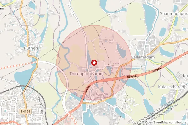 Map showing approximate area covered by Pincode 629901 — Thirupathisaram B.O, Kanniyakumari