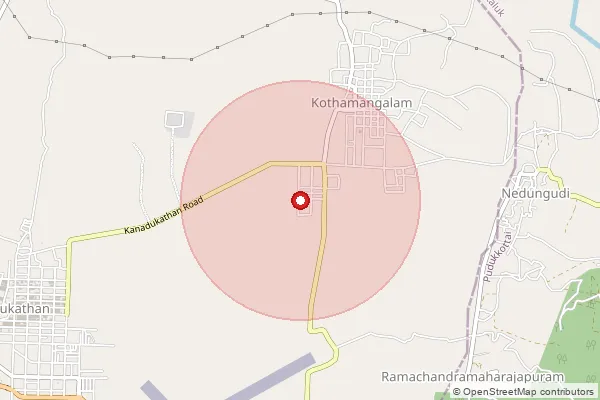 Map showing approximate area covered by Pincode 630105 — Kothamangalam S.O (Sivaganga), Sivaganga