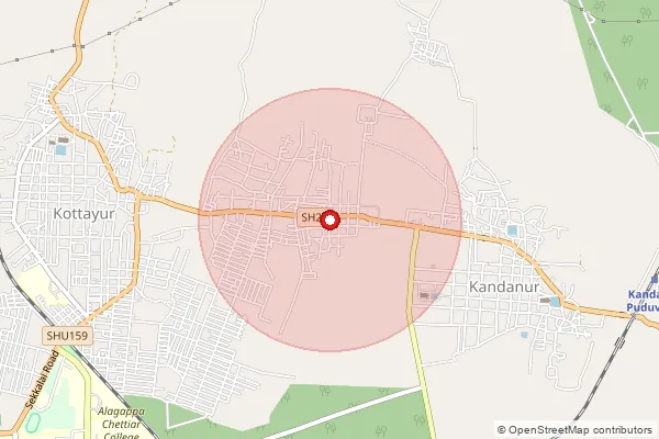 Map showing approximate area covered by Pincode 630106 — K.Alagapuri B.O, Sivaganga
