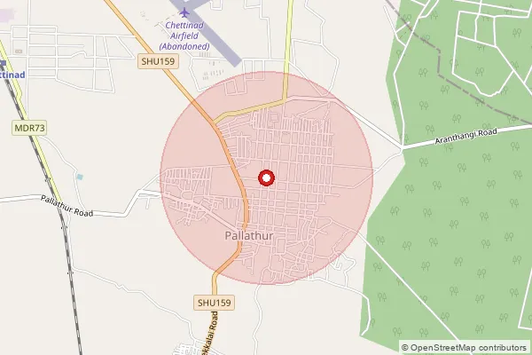 Map showing approximate area covered by Pincode 630107 — Pallattur S.O, Sivaganga