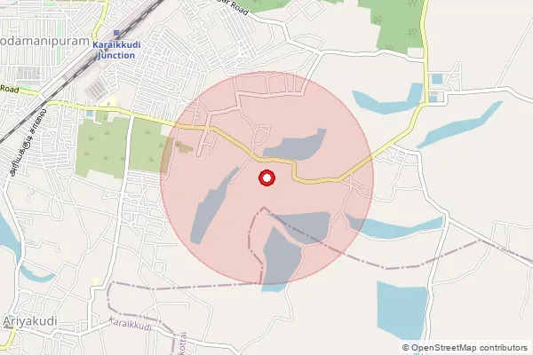 Map showing approximate area covered by Pincode 630202 — Unjanai B.O, Sivaganga