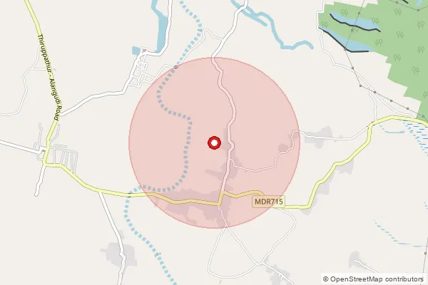 Map showing approximate area covered by Pincode 630204 — Naduvikottai Bo, Sivaganga