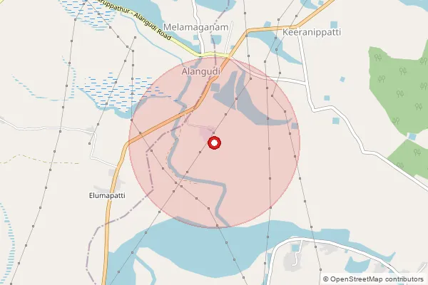 Map showing approximate area covered by Pincode 630307 — Kovilur B.O, Sivaganga
