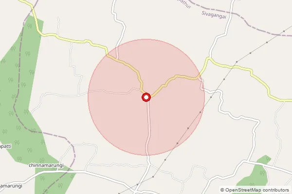 Map showing approximate area covered by Pincode 630309 — Musundapatti B.O, Sivaganga