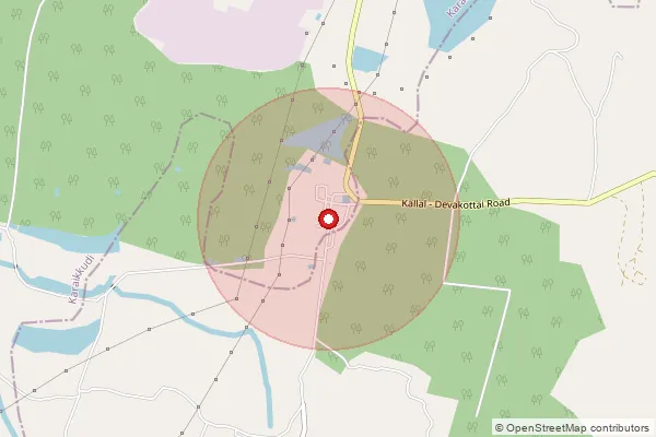 Map showing approximate area covered by Pincode 630311 — Velayuthapattinam B.O, Sivaganga