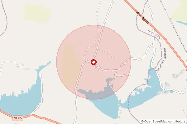 Map showing approximate area covered by Pincode 630312 — Neivayal B.O, Sivaganga