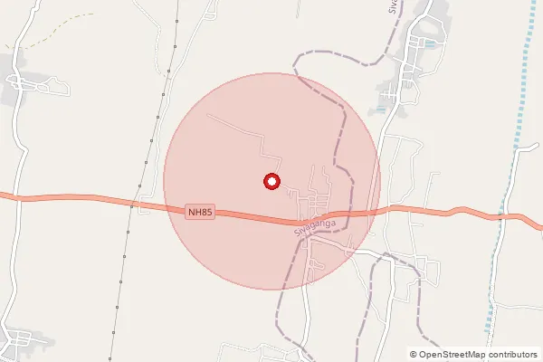 Map showing approximate area covered by Pincode 630411 — Thirani Bo, Sivaganga