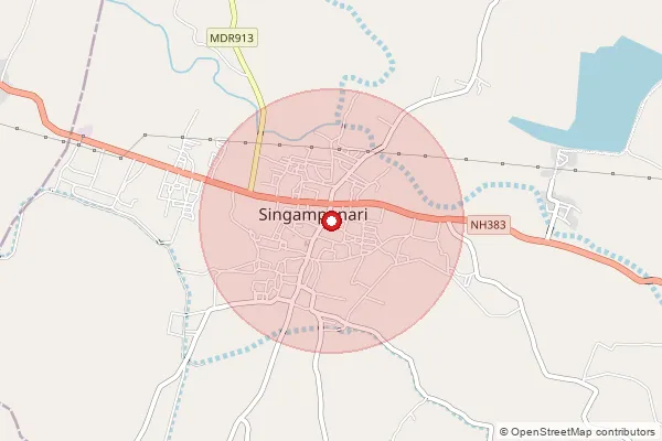 Map showing approximate area covered by Pincode 630502 — Kirungakottai B.O, Sivaganga