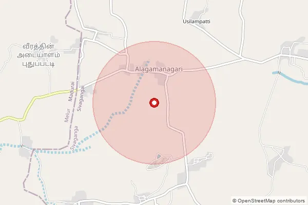 Map showing approximate area covered by Pincode 630553 — Kattanipatti Bo, Sivaganga