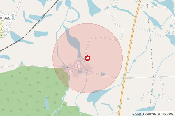 Map showing approximate area covered by Pincode 630555 — Satharasanpatti Bo, Sivaganga