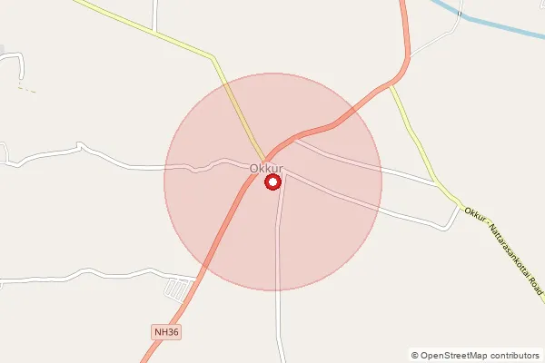 Map showing approximate area covered by Pincode 630557 — Nalukottai Bo, Sivaganga