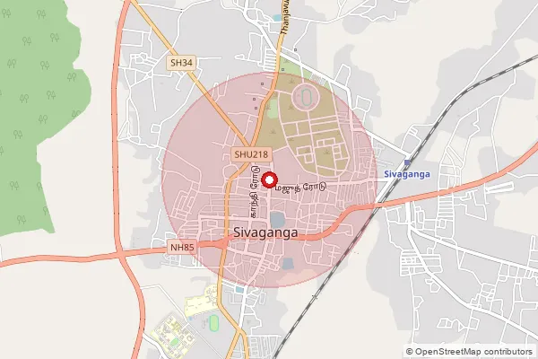 Map showing approximate area covered by Pincode 630558 — Paganeri So, Sivaganga