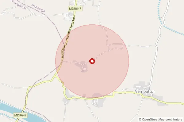 Map showing approximate area covered by Pincode 630559 — Vembattur Bo, Sivaganga