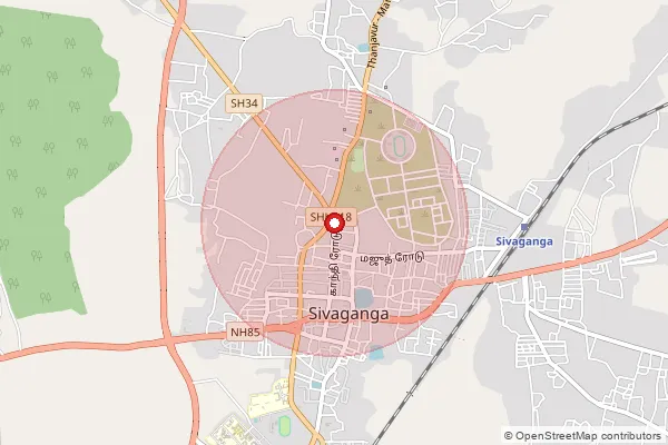 Map showing approximate area covered by Pincode 630561 — Sivaganga Ho, Sivaganga