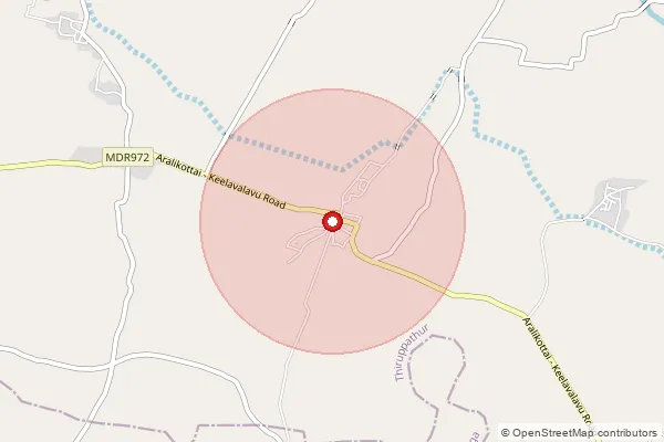 Map showing approximate area covered by Pincode 630566 — Aralikottai Bo, Sivaganga