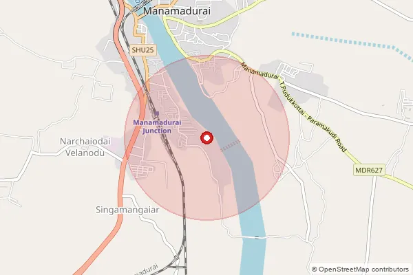 Map showing approximate area covered by Pincode 630606 — Manamadurai Ho, Sivaganga